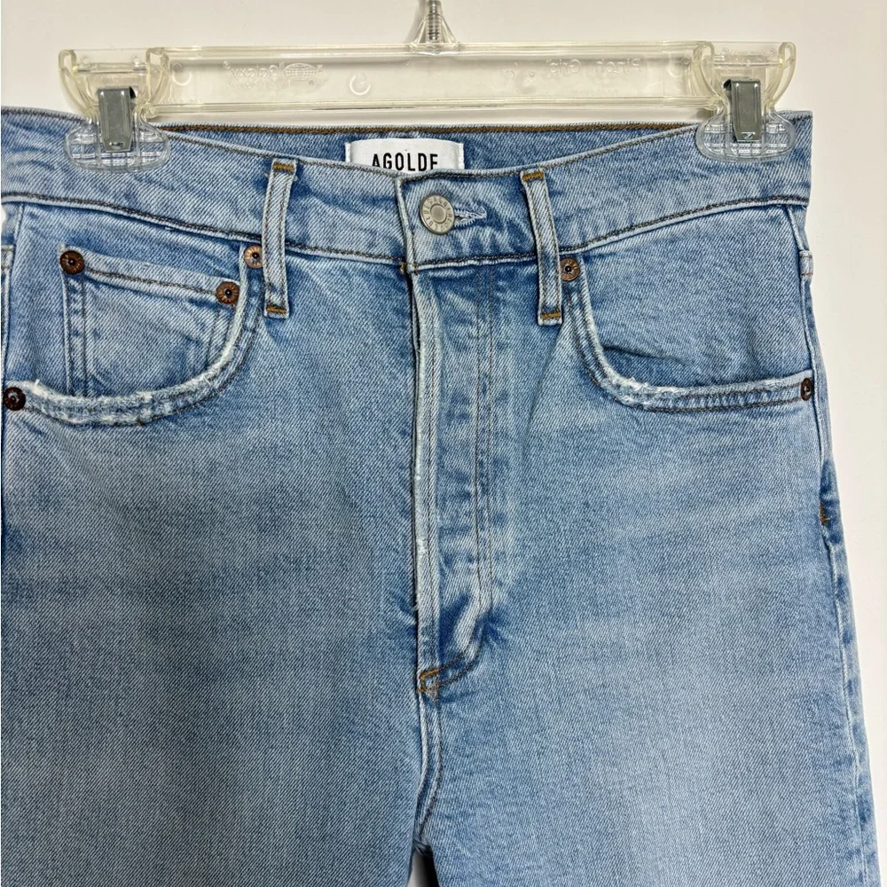 Agolde Light Wash Denim Straight‎ Jeans Distressed Women 5 Pocket XS Waist 25